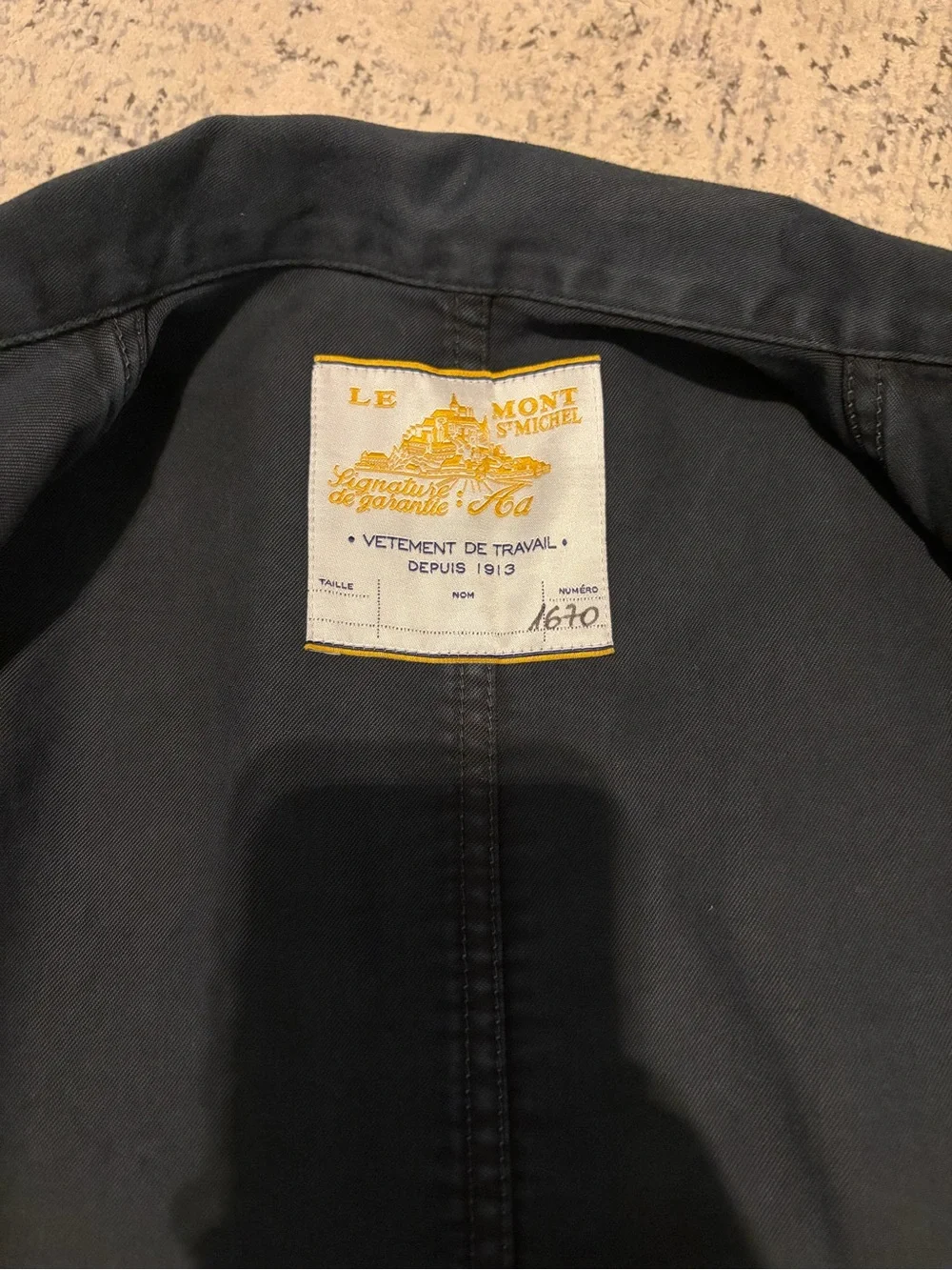 Le Mont St. Michel Vintage Washed Black Work Jacket